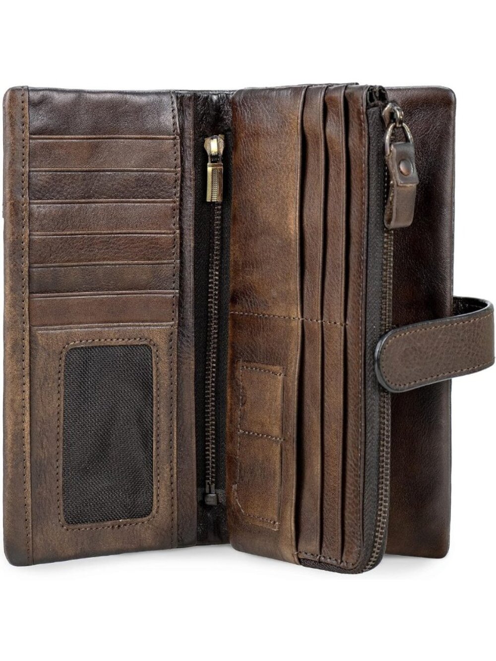 Vintage Leather RFID Blocking Wallet - Large Capacity Credit Card Clutch in